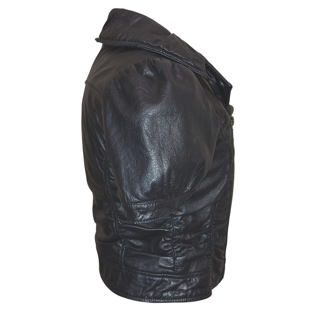 Nazly Villamizar Colombia Designer VTG Y2K Black Leather Moto Fitted Jacket M - Picture 6 of 11